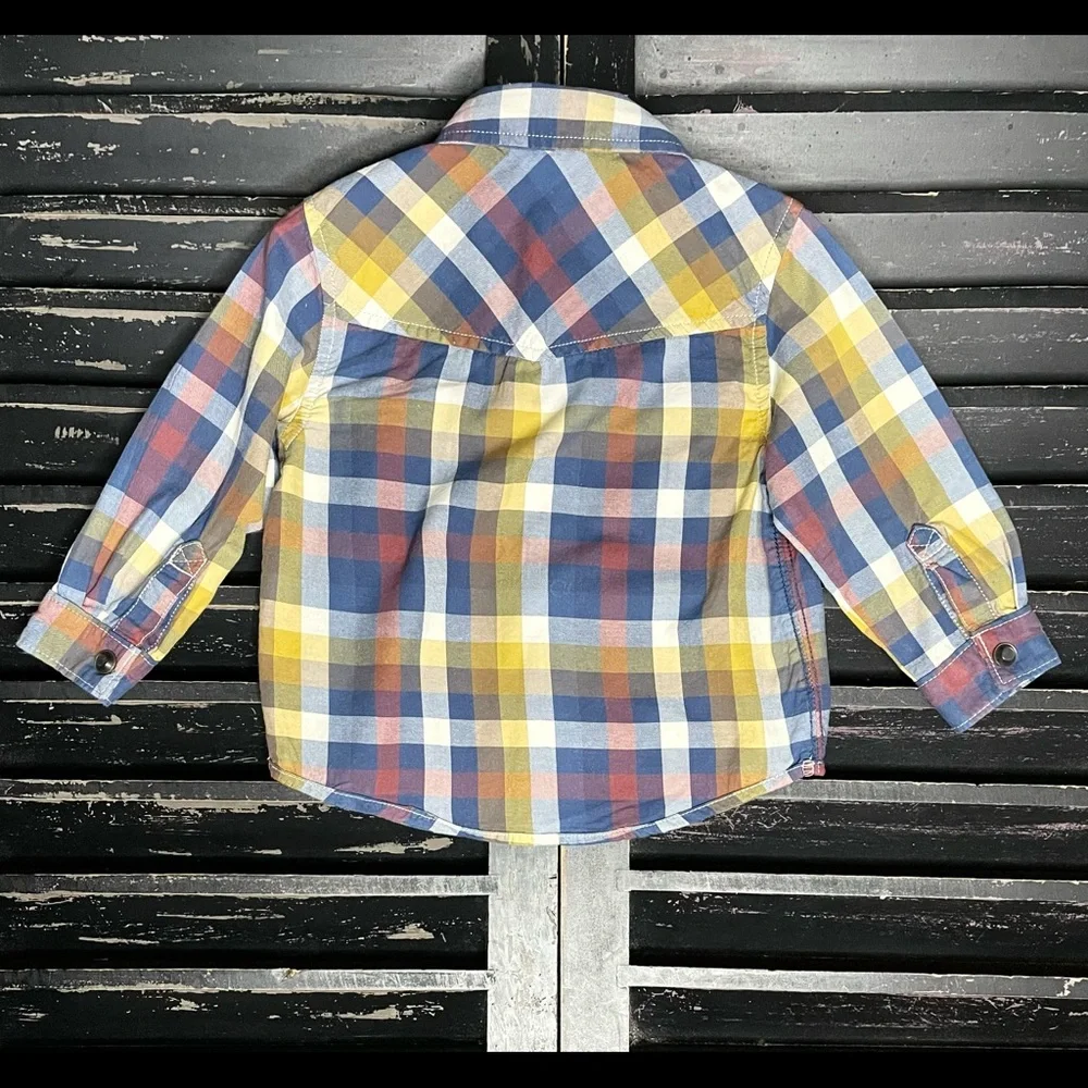 GENUINE KIDS from OSH KOSH Plaid Long Sleeve Snap Up Shirt